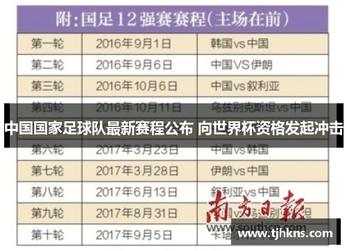 中国国家足球队最新赛程公布 向世界杯资格发起冲击